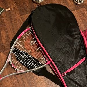 Tennis racket and bag